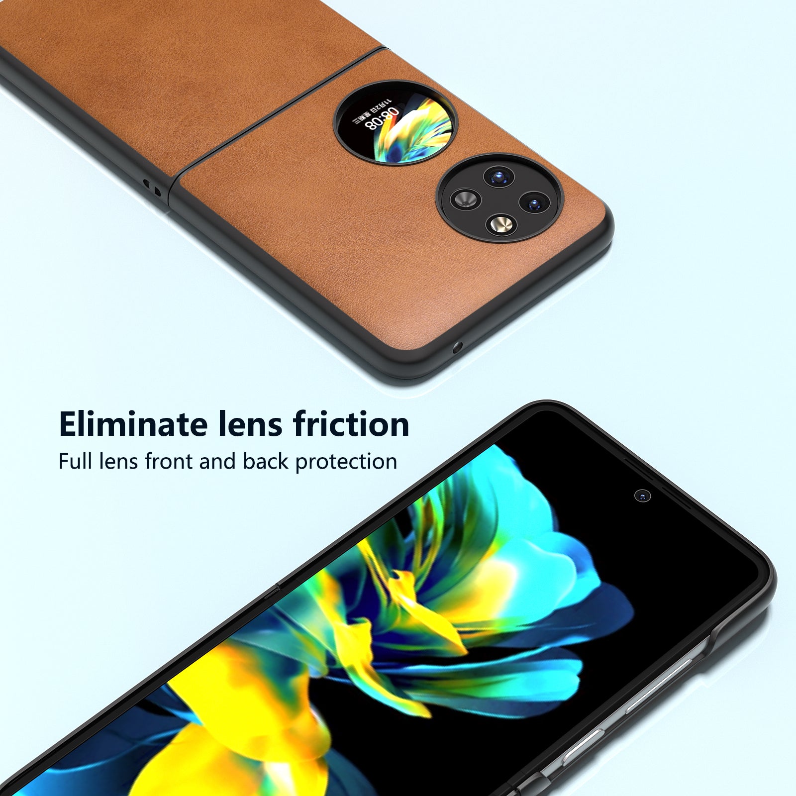 ABEEL For Huawei Pocket 2 Phone Case PU Leather + Hard PC Cover Anti-Shock - Brown ABEEL For Huawei Pocket 2 Phone Case PU Leather + Hard PC Cover Anti-Shock - Brown